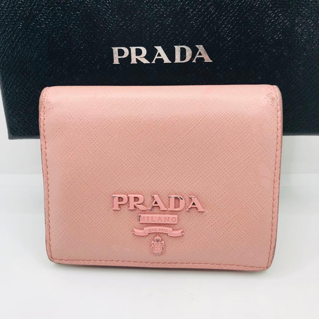 PRADA✨サフィアーノ 二つ折り財布 ミニウォレット 希少色 ピンク