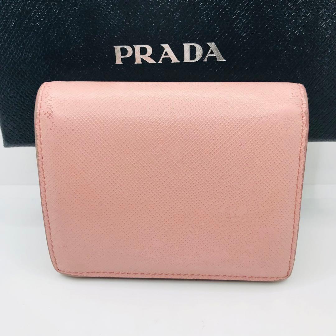 PRADA✨サフィアーノ 二つ折り財布 ミニウォレット 希少色 ピンク