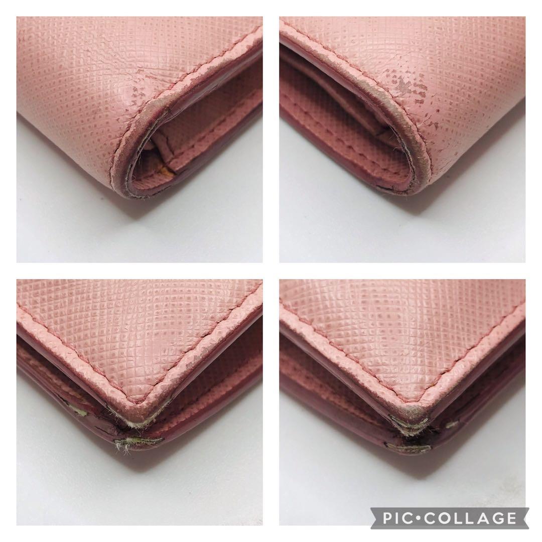 PRADA✨サフィアーノ 二つ折り財布 ミニウォレット 希少色 ピンク
