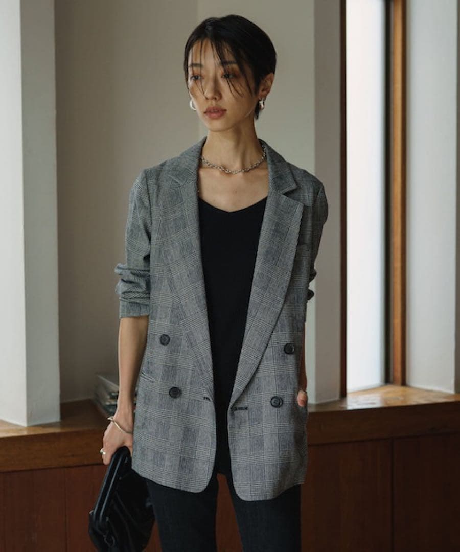 LOUNGEDRESS｜定価2.3万 21SS グレンチェックダブルジャケット