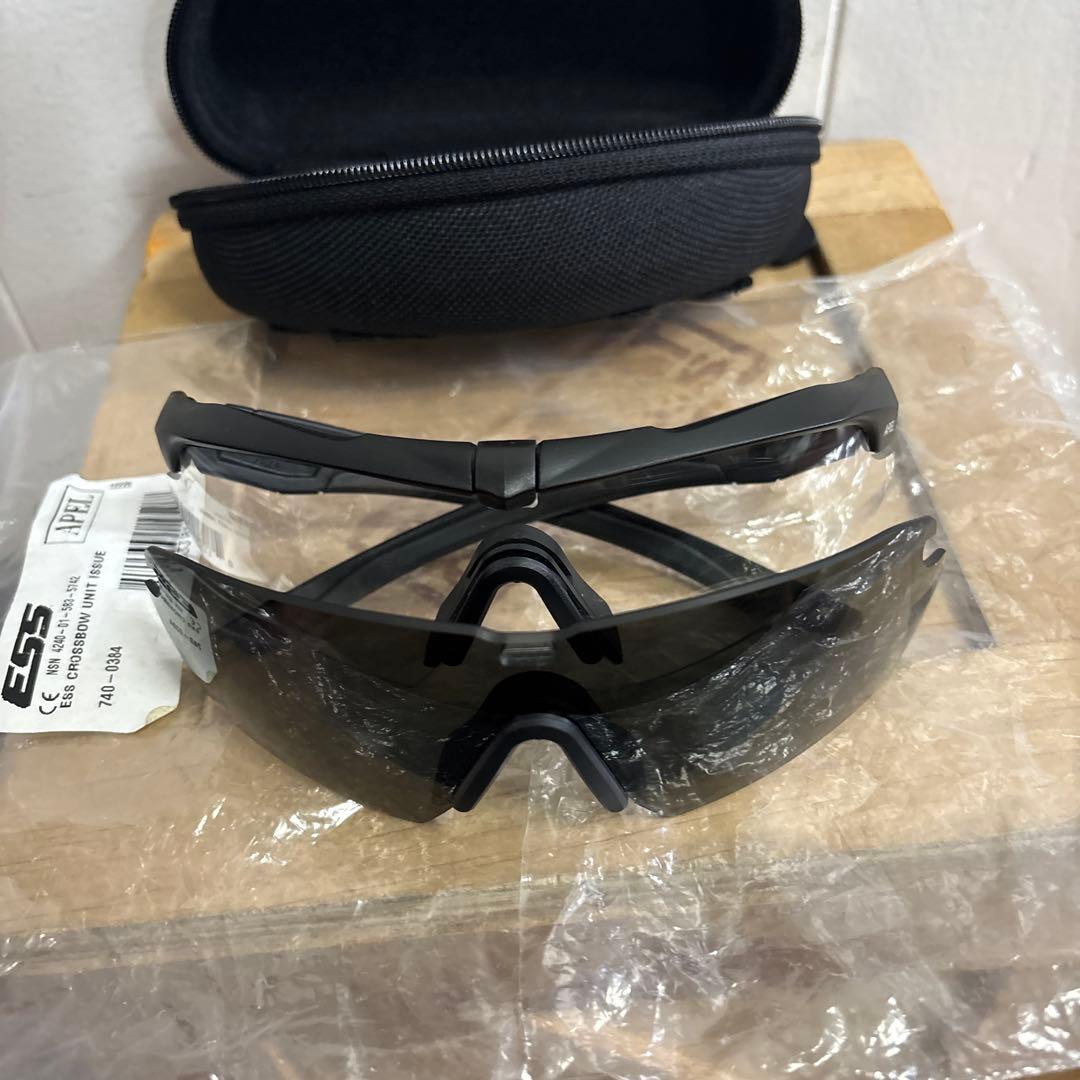 極美品　米軍　実物　ESS CROSSBOW ブラック　クリアレンズ　セット
