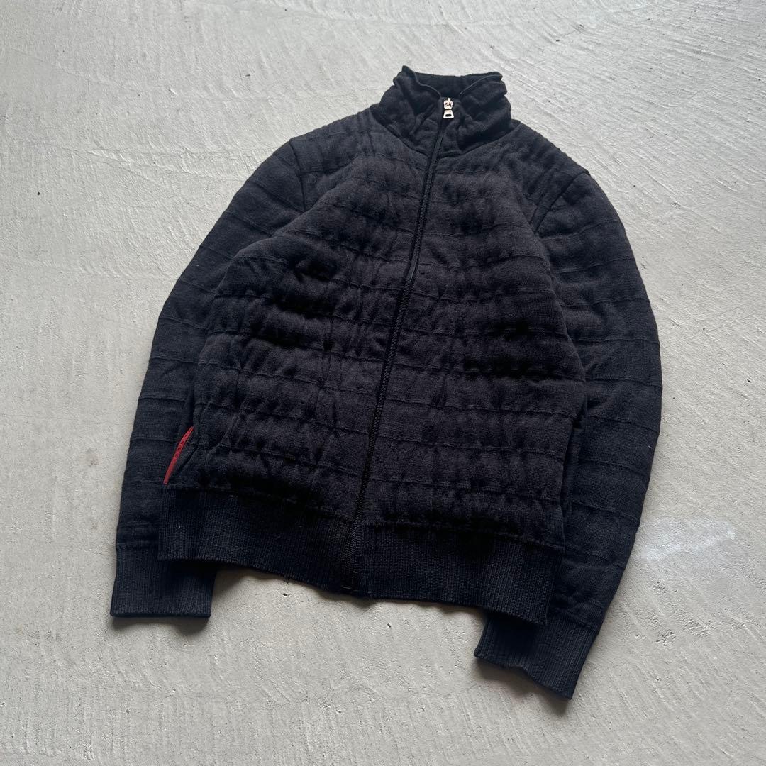 ジャケット・アウター 00s prada charcoal wool zip up jacket