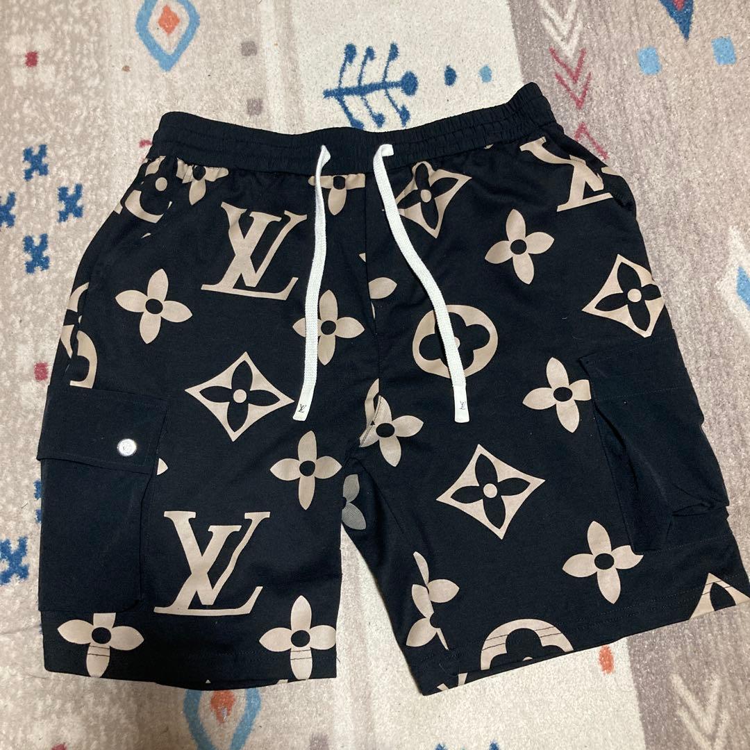 Louis Vuitton ロゴプリント フード付きポロシャツとショーツセット