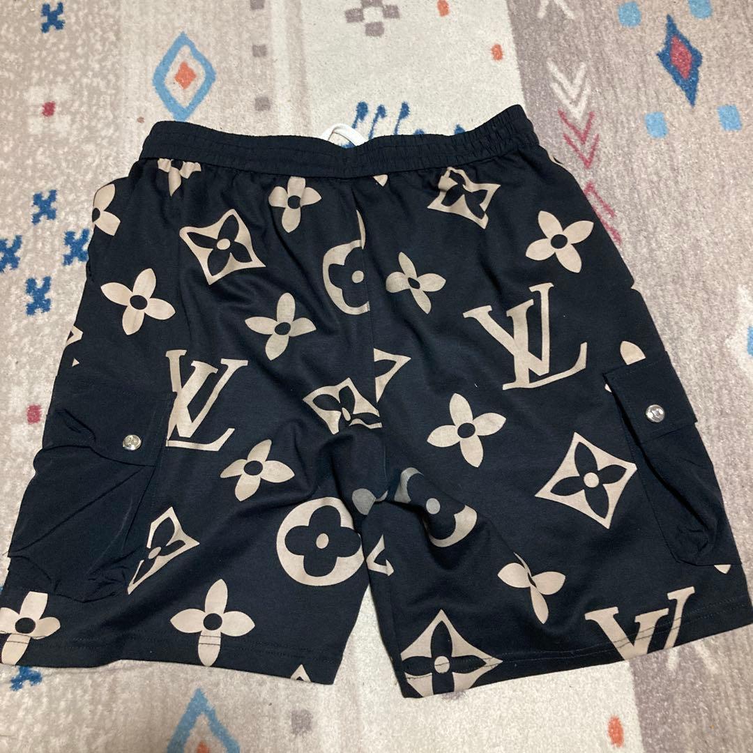 Louis Vuitton ロゴプリント フード付きポロシャツとショーツセット