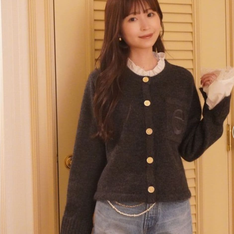 eimy istoire Attachedcollrモヘアカーディガン　美品