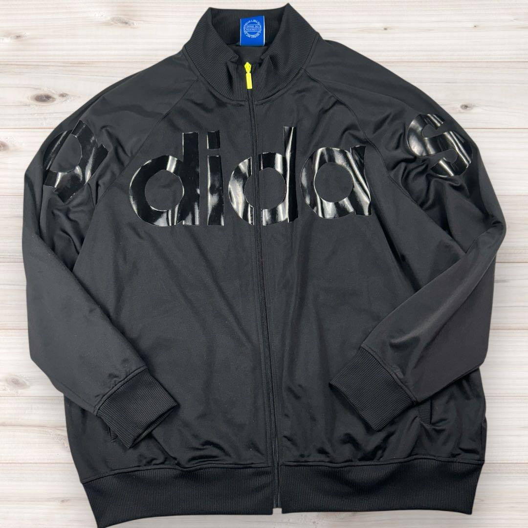 レア✨アディダス トラックジャケット 2XL 黒 黄 トレフォイルロゴ ジャージ