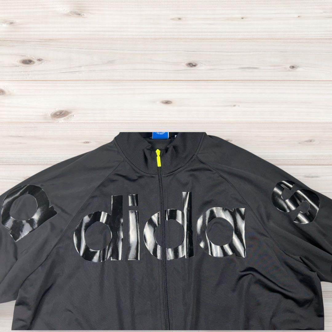 レア✨アディダス トラックジャケット 2XL 黒 黄 トレフォイルロゴ ジャージ