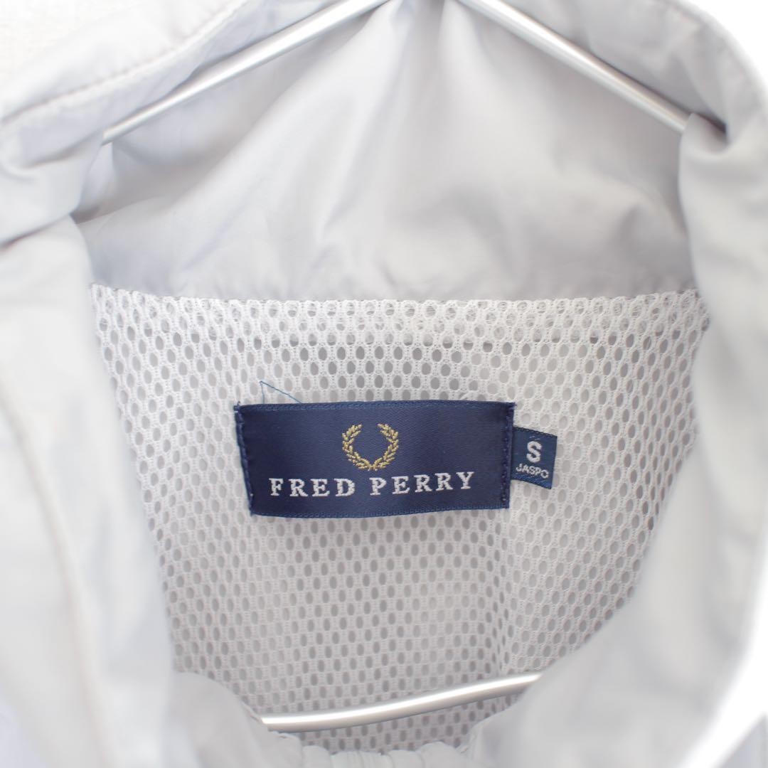 90s FRED PERRY ナイロンジャケット 白 フード収納 S