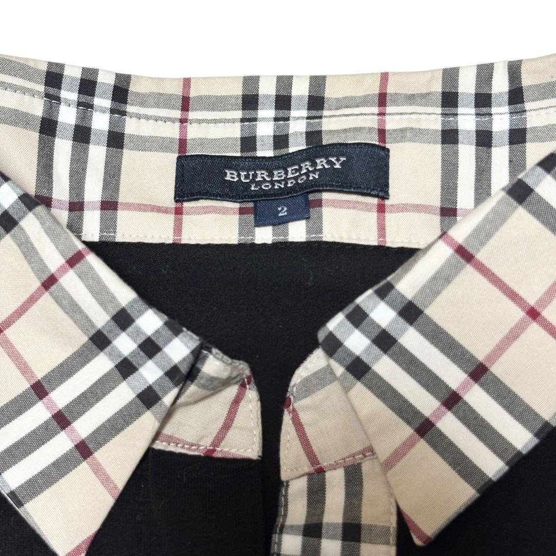 希少 美品 バーバリー ノバチェック 襟付き シャツ カットソー 黒 ベージュ