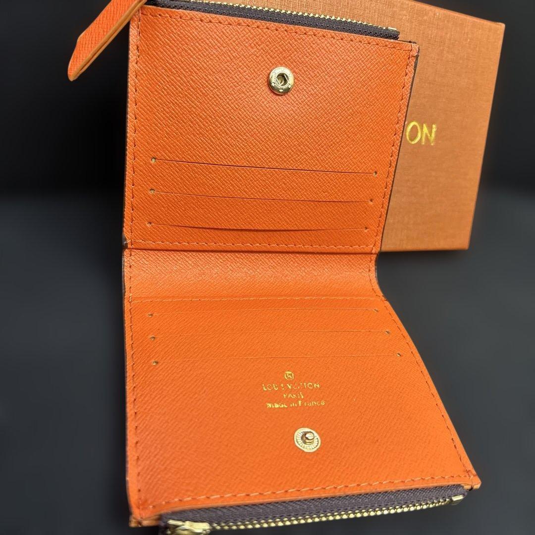 LOUIS VUITTON 二つ折り財布 ダークブラウン/オレンジ