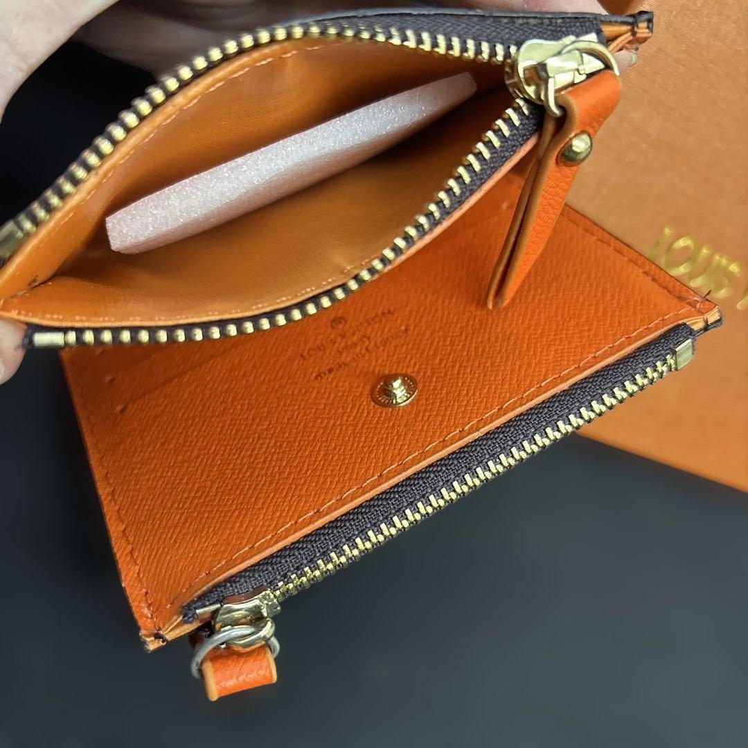 LOUIS VUITTON 二つ折り財布 ダークブラウン/オレンジ