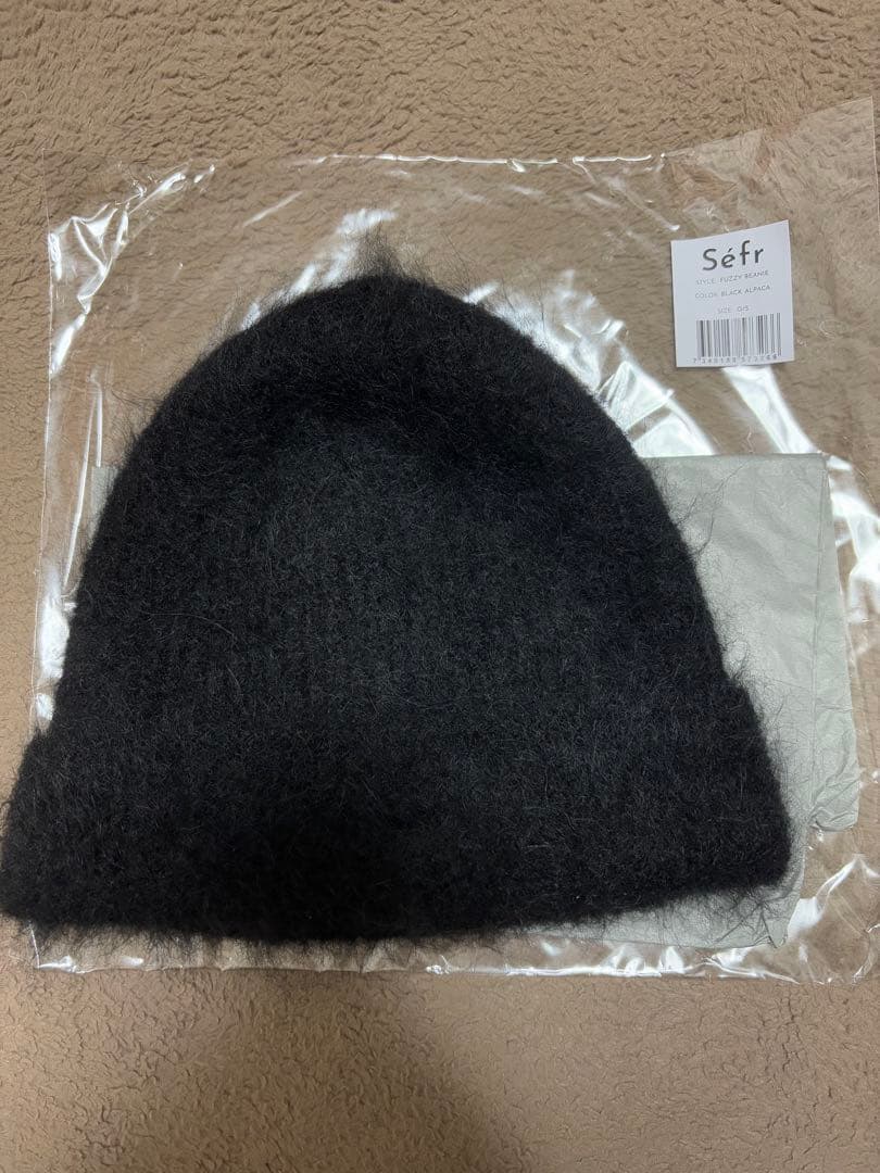 sefr fuzy beanie black ブラッシュドビーニー ニット帽 黒