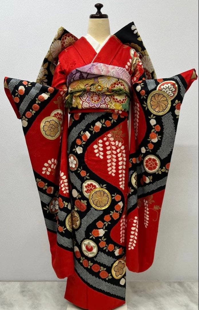 最高級　振り袖　フルセット　別誂長襦袢付　手描き　金彩　刺繍　絞り　長尺　769
