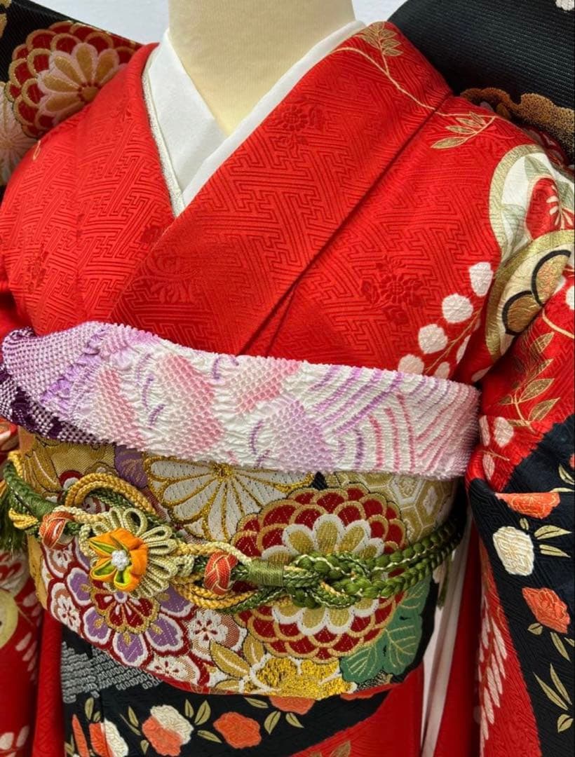 最高級　振り袖　フルセット　別誂長襦袢付　手描き　金彩　刺繍　絞り　長尺　769