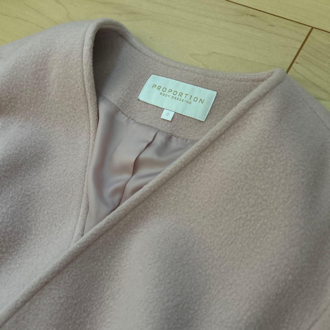 PROPORTION BODY DRESSINGノーカラーロングコート ピンク