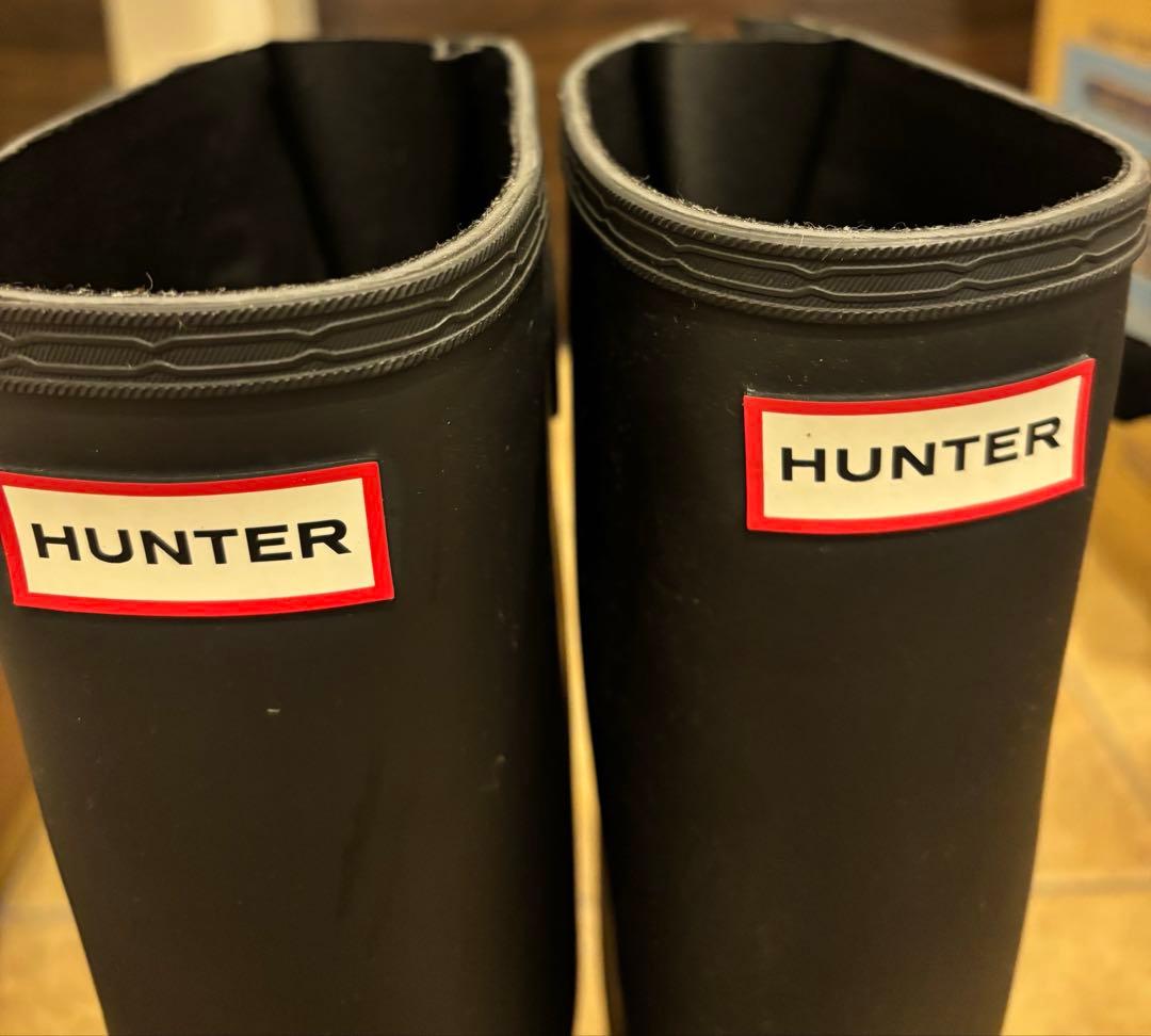 HUNTER ブラック 長靴 バックル付き　24-24.5センチ