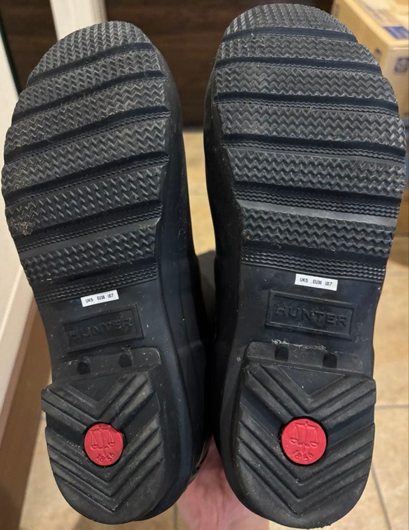 HUNTER ブラック 長靴 バックル付き　24-24.5センチ