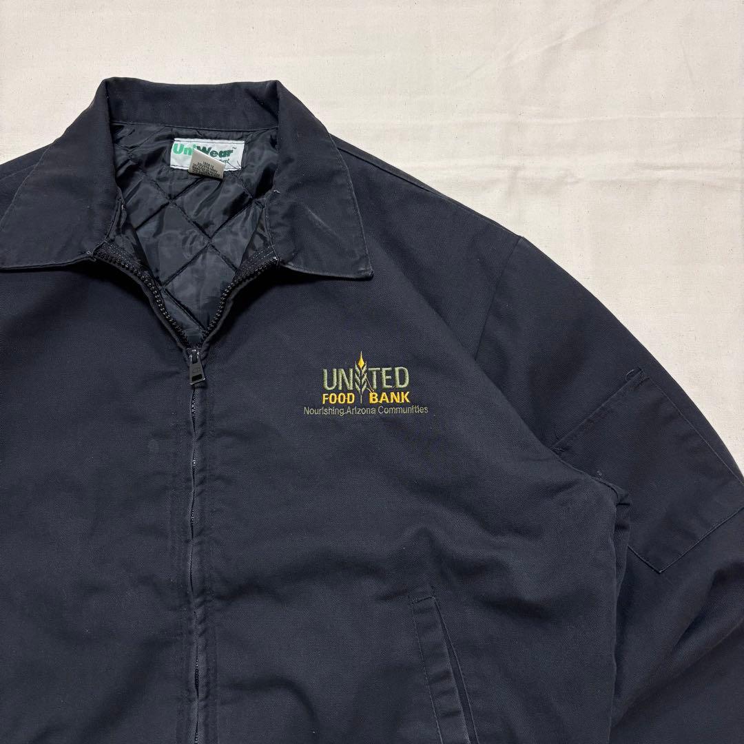 UniWear メキシコ製 企業ロゴ刺繍 ワークジャケット 黒 L キルティング