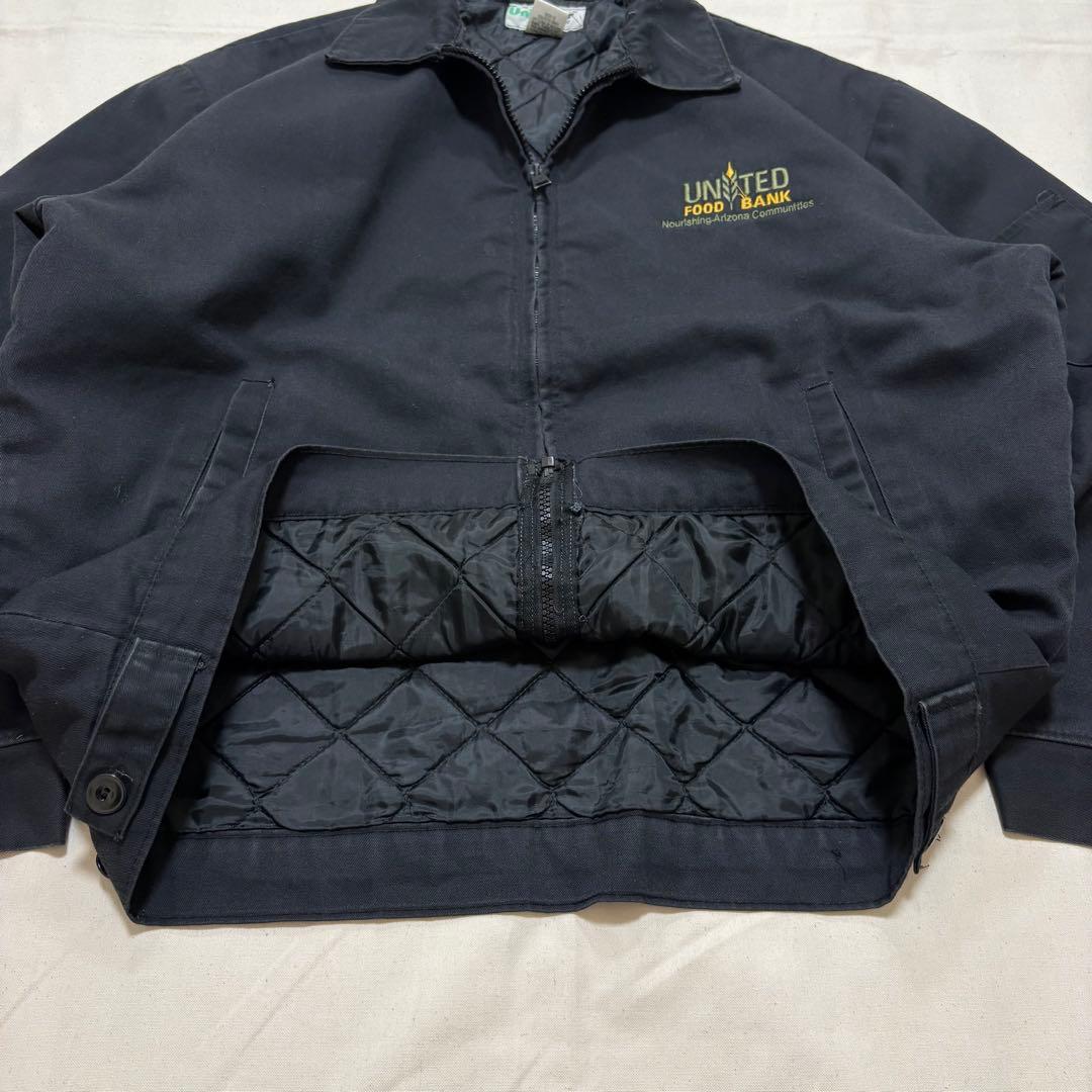 UniWear メキシコ製 企業ロゴ刺繍 ワークジャケット 黒 L キルティング