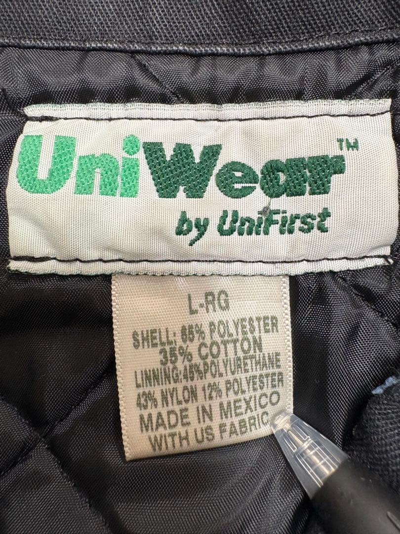 UniWear メキシコ製 企業ロゴ刺繍 ワークジャケット 黒 L キルティング
