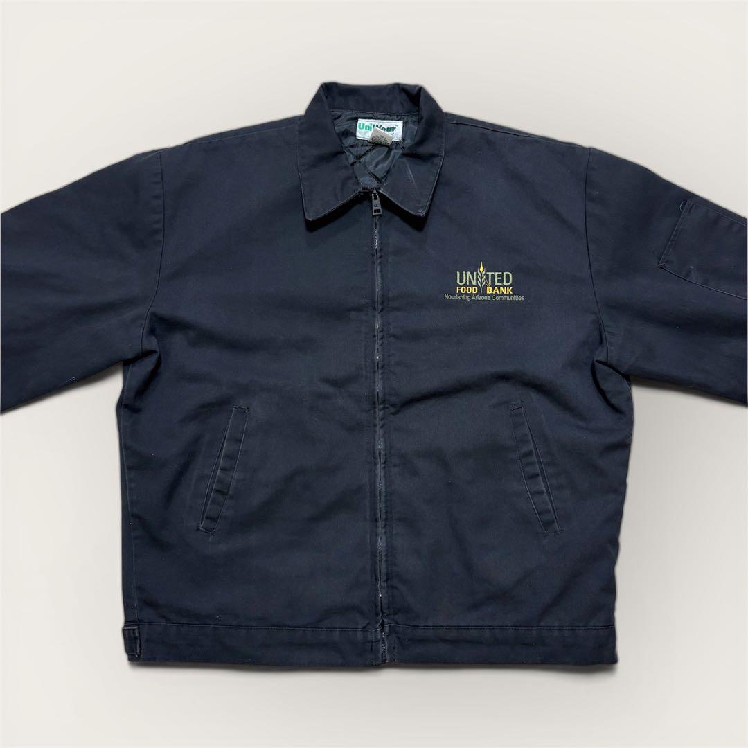 UniWear メキシコ製 企業ロゴ刺繍 ワークジャケット 黒 L キルティング