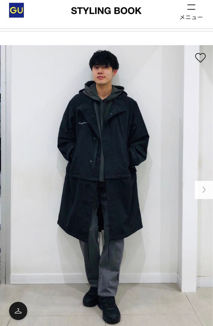新品2XL⭐️GU×UNDERCOVER 2WAYオーバーサイズ モッズコート 黒