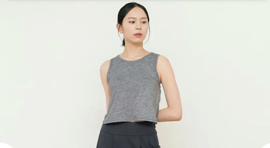 新品　ブラトップ付き　ヘザーショートタンク ダークネイビーM