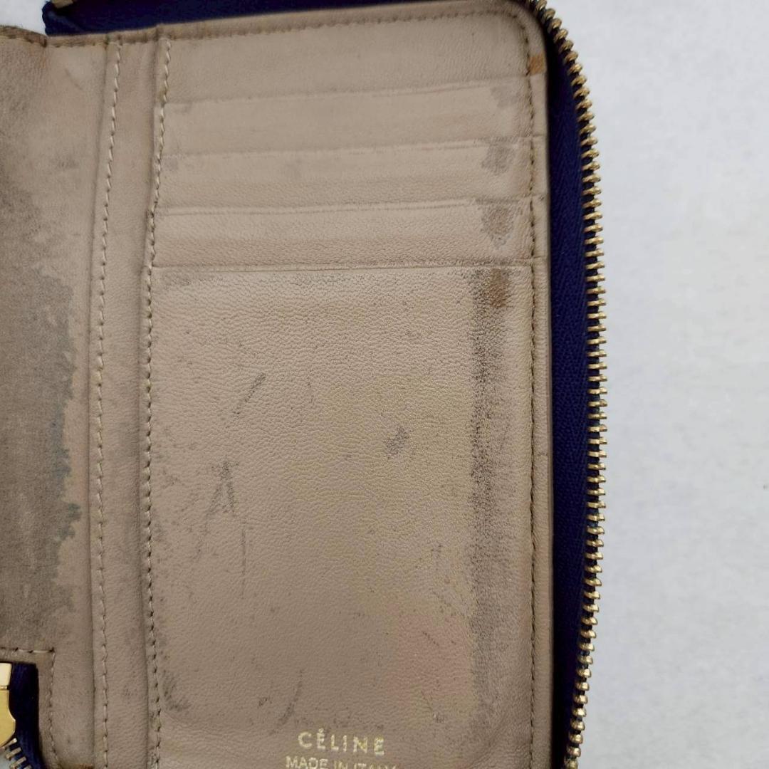 CELINE セリーヌ ラウンドジップ 財布 ブルー コンパクトウォレット