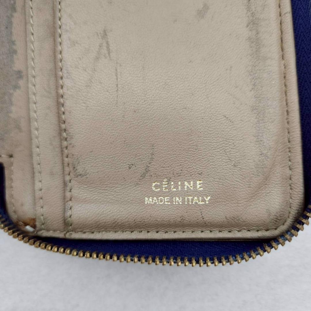 CELINE セリーヌ ラウンドジップ 財布 ブルー コンパクトウォレット