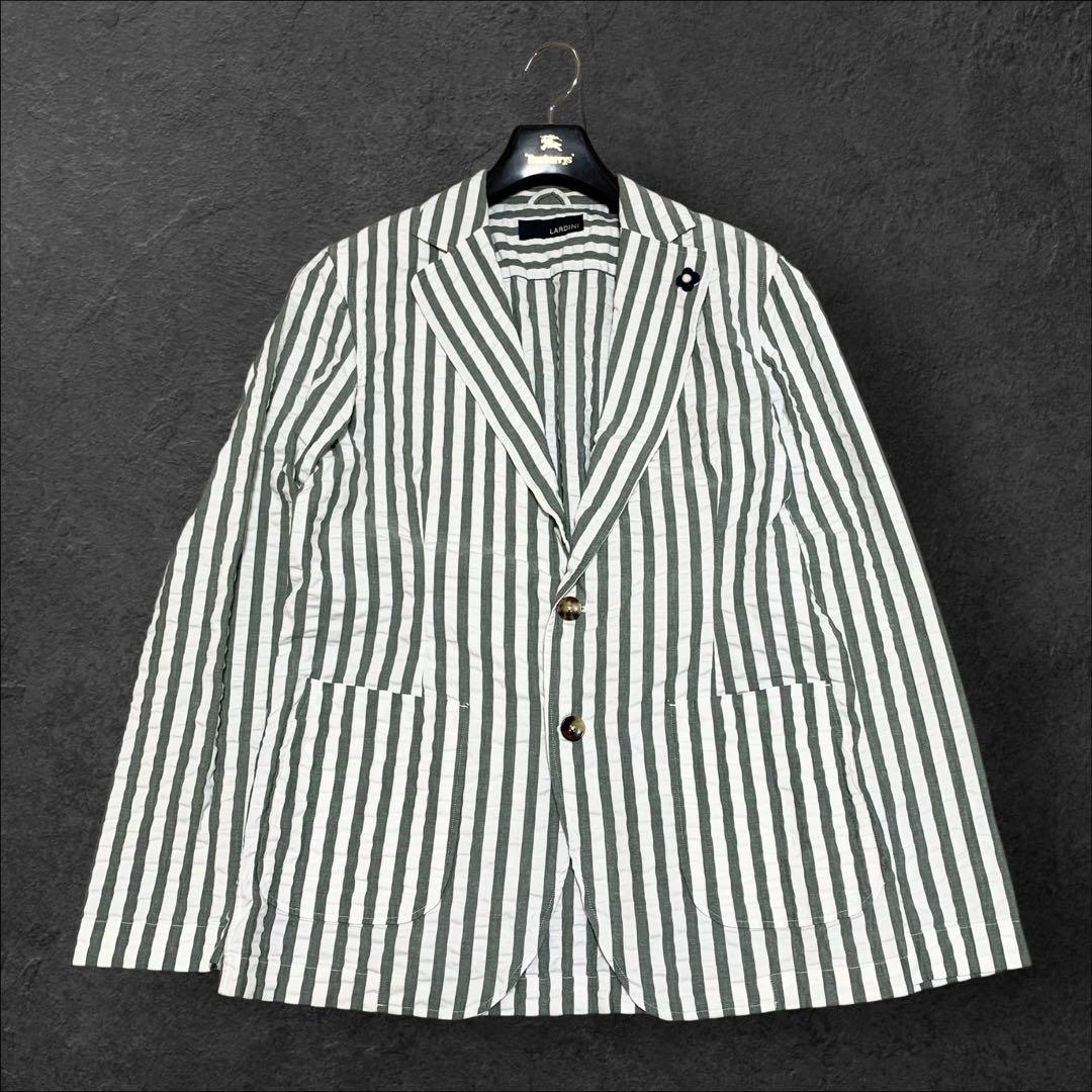 LARDINI テーラードジャケット 春夏ジャケット ストライプ ブートニエール