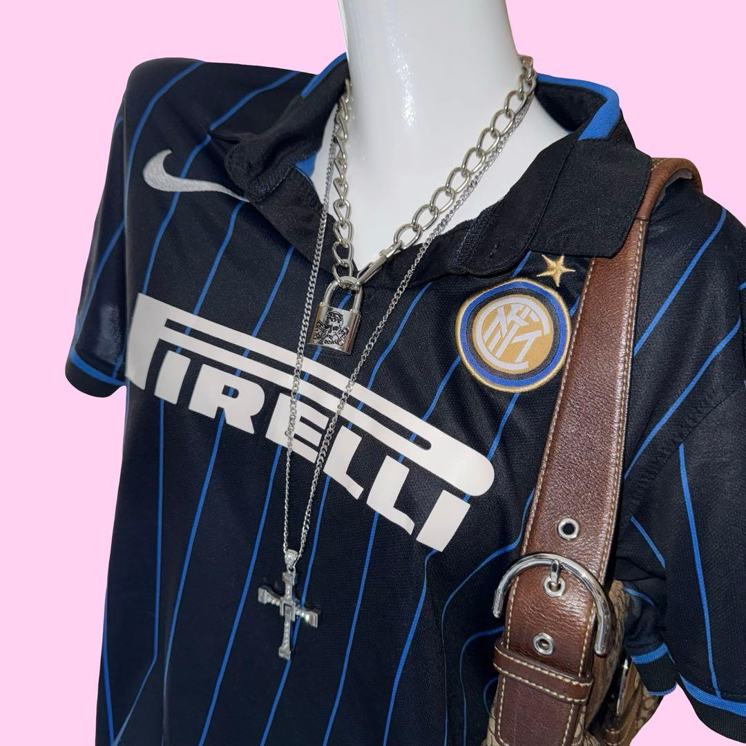 Nike INTER インテル ゲームシャツ ピチポロシャツ y2k平成ギャル