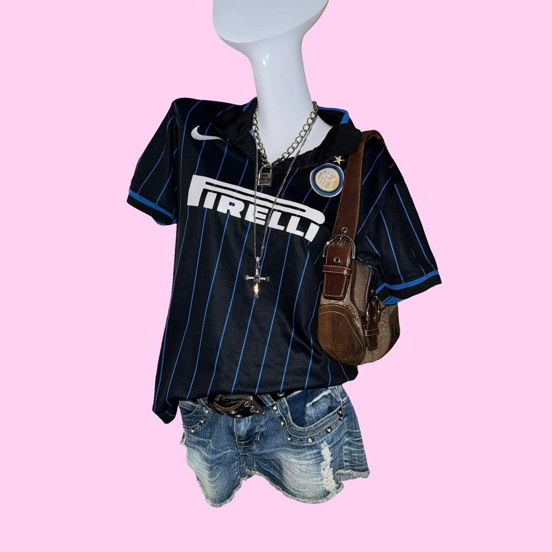 Nike INTER インテル ゲームシャツ ピチポロシャツ y2k平成ギャル