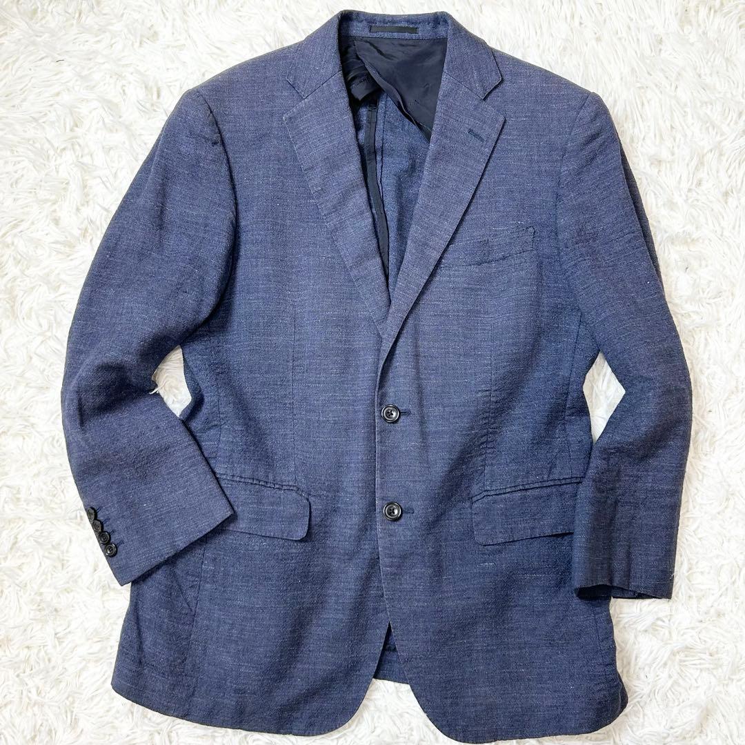 Burberry London テーラードジャケット 麻 リネン デニム風 M