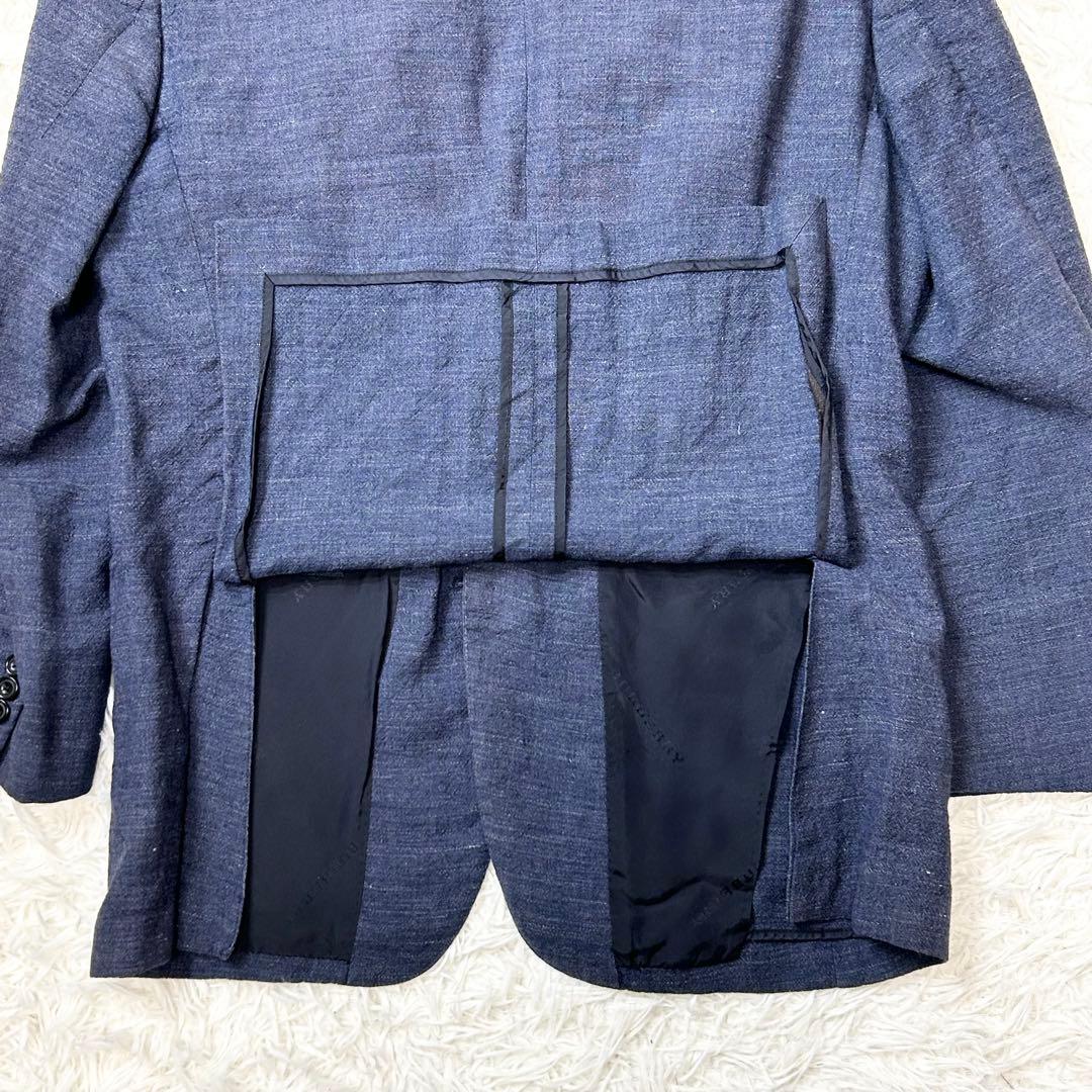 Burberry London テーラードジャケット 麻 リネン デニム風 M