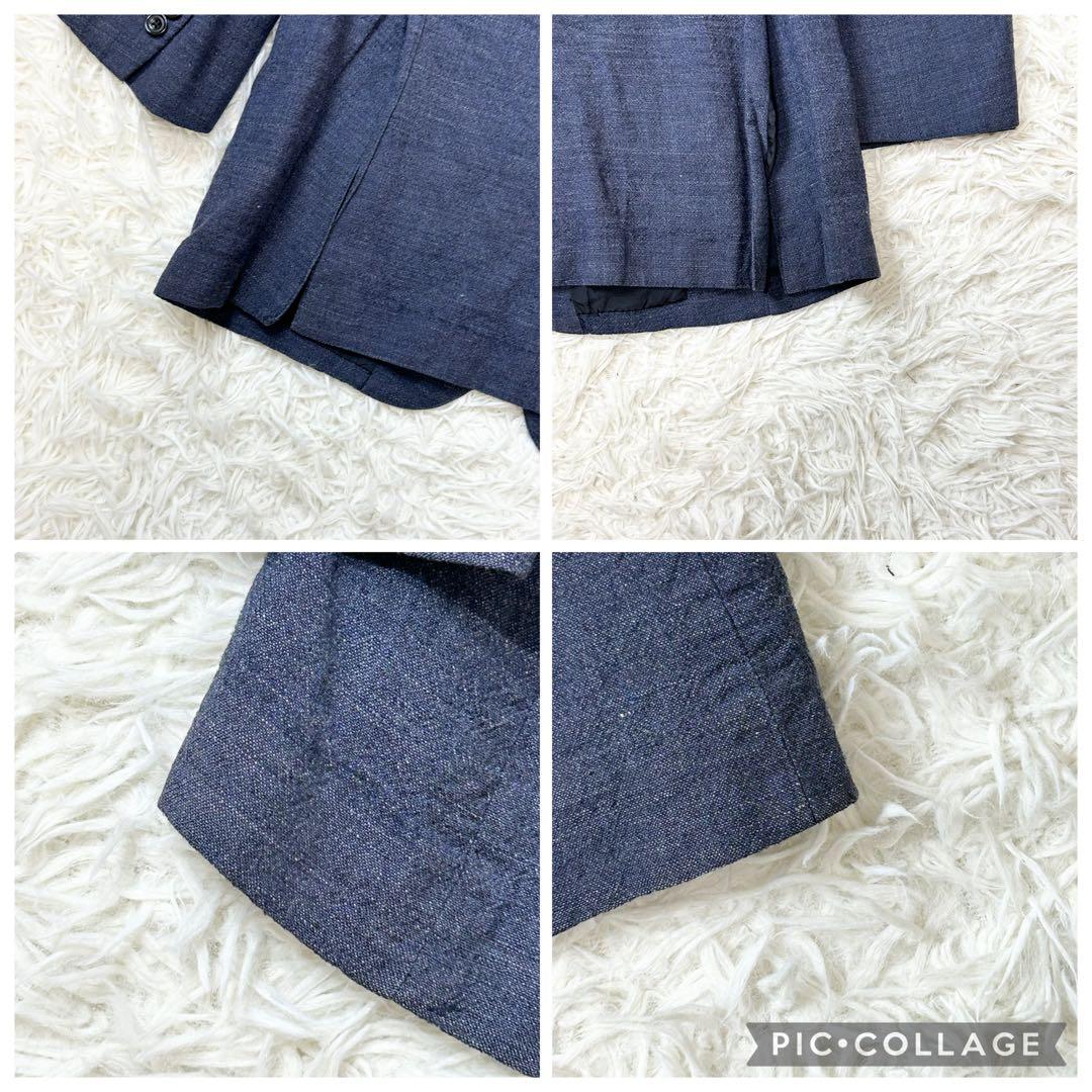 Burberry London テーラードジャケット 麻 リネン デニム風 M