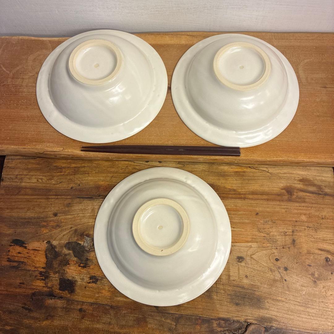 新品　陶器　陶芸作家　リムbowl3個　444