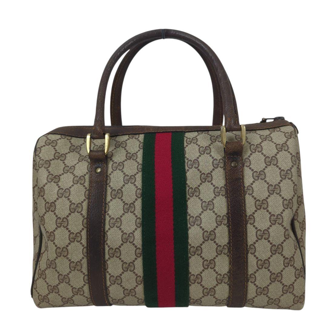 GUCCI グッチ シェリーライン ミニボストン バッグ GG柄 PVC