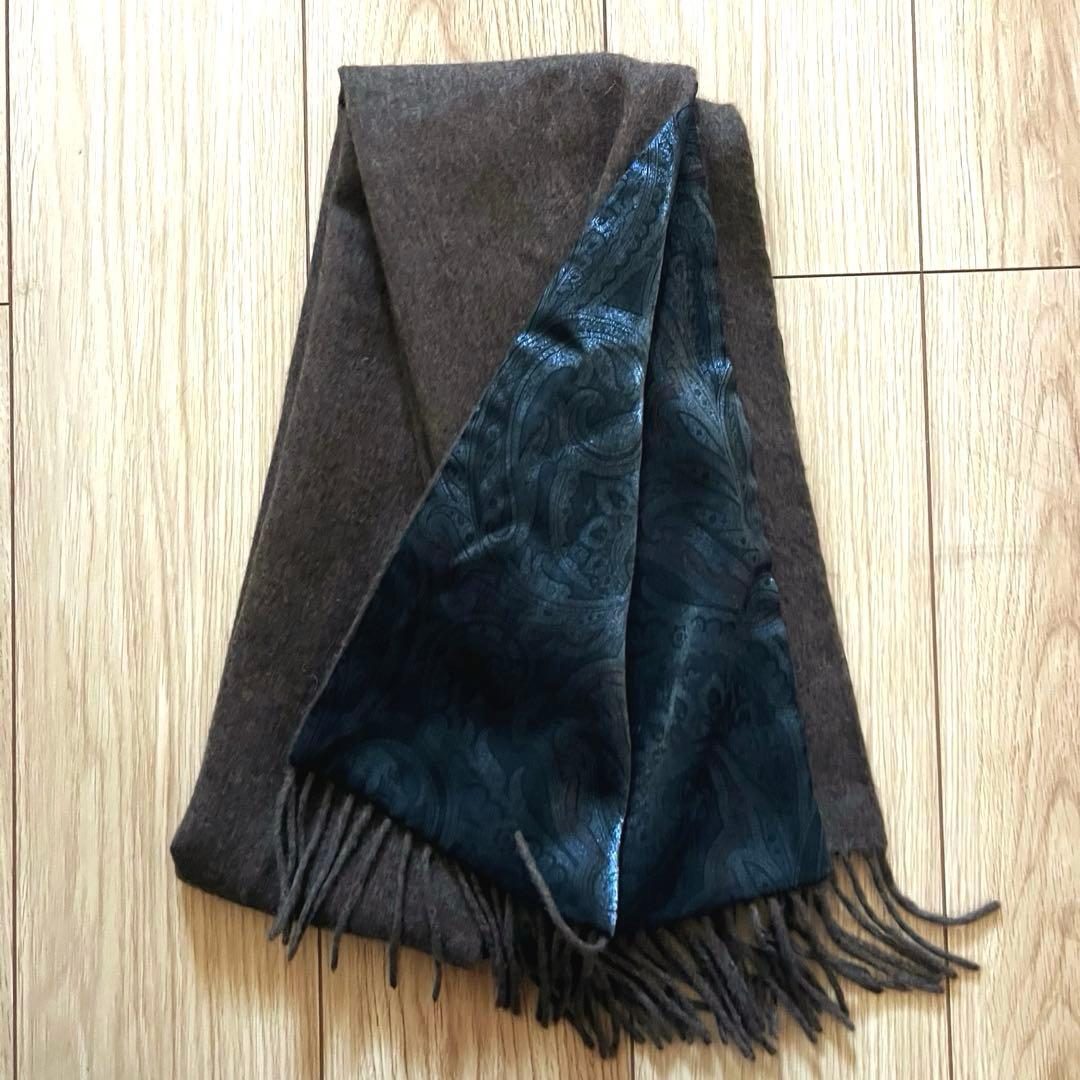 ロミオ　 美品　エトロ　マフラー　シルク　カシミヤ　焦茶色×ペイズリー