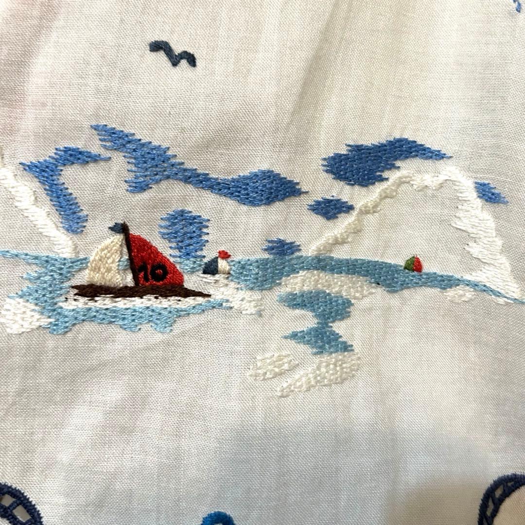 ケイタマルヤマ 刺繍 フレアスカート リネン バカンス リゾート 海 スカラップ