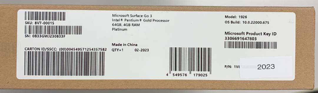 【未使用品】Microsoft Surface Go3 本体③