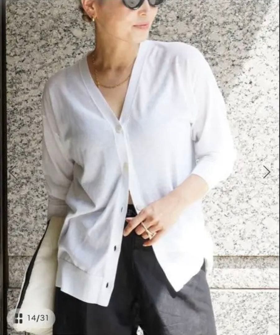 Deuxieme Classe *Fine Cotton Vネック カーディガン