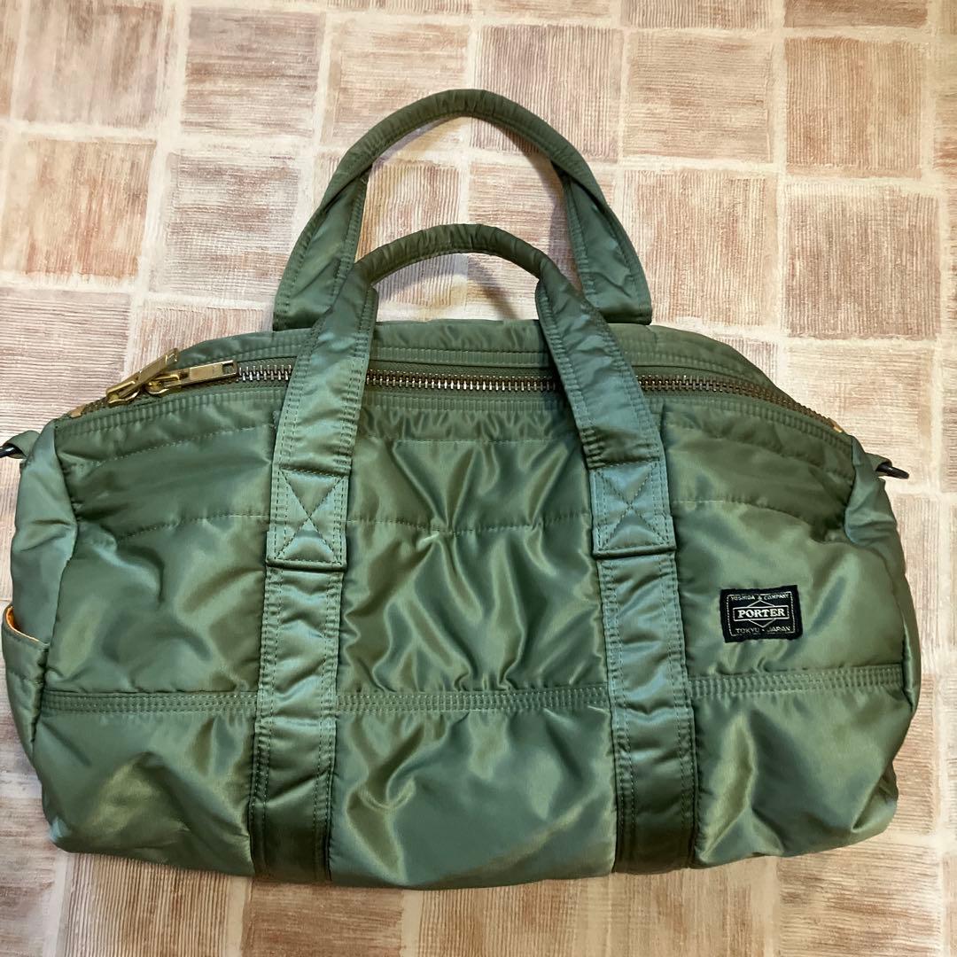 【美品】PORTER ポーター ・2WAY ボストン タンカー ・セージグリーン