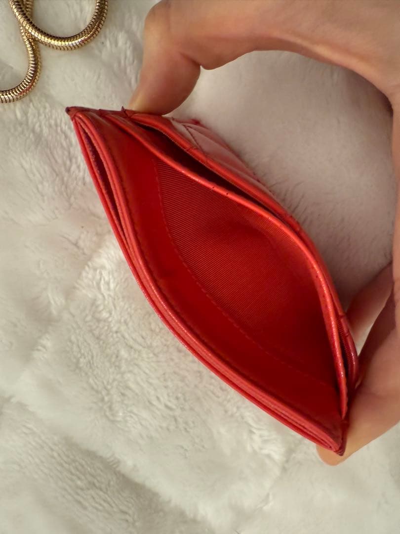 【美品】【希少】CHANEL 赤いキルティング名刺入れ