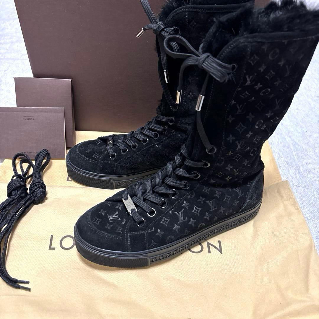 LOUIS VUITTON ルイヴィトンファーハイカットロゴスニーカー