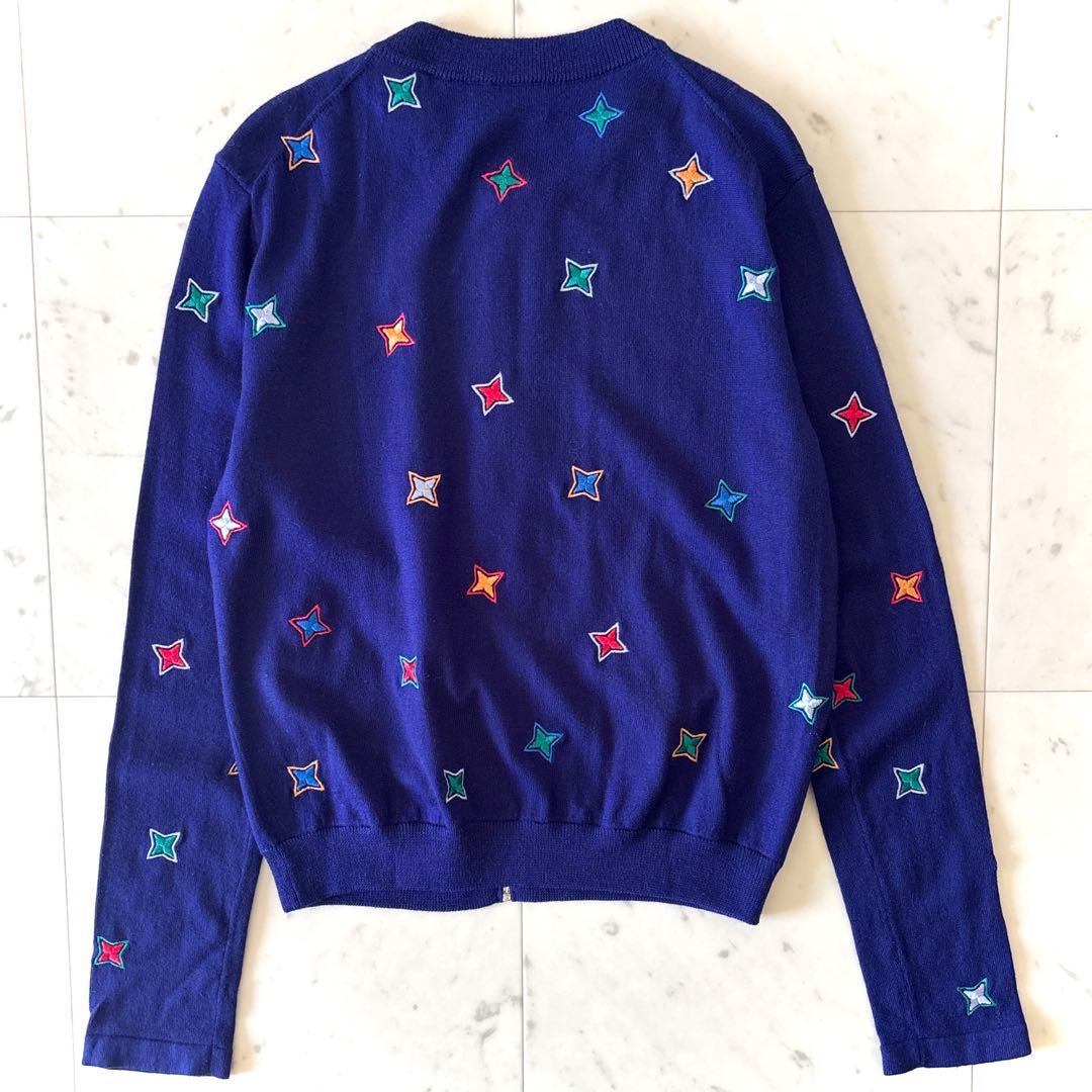 美品 ピーエス ポールスミス ジップアップ カーディガン 星柄 洗える ネイビー
