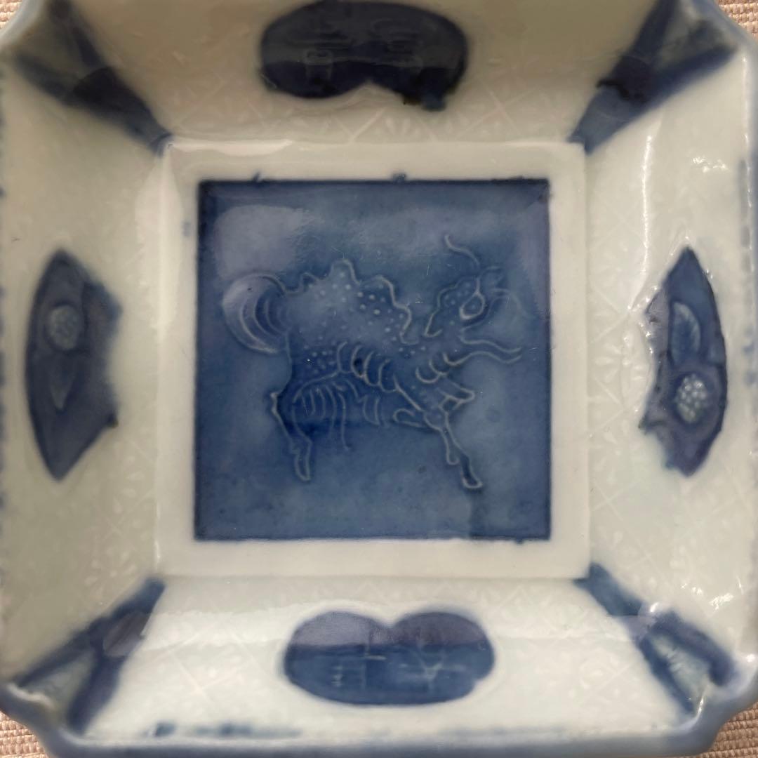 骨董 小皿 豆皿 セット 福光屋 染付 色絵 龍 オリエンタル 中華 まるかく