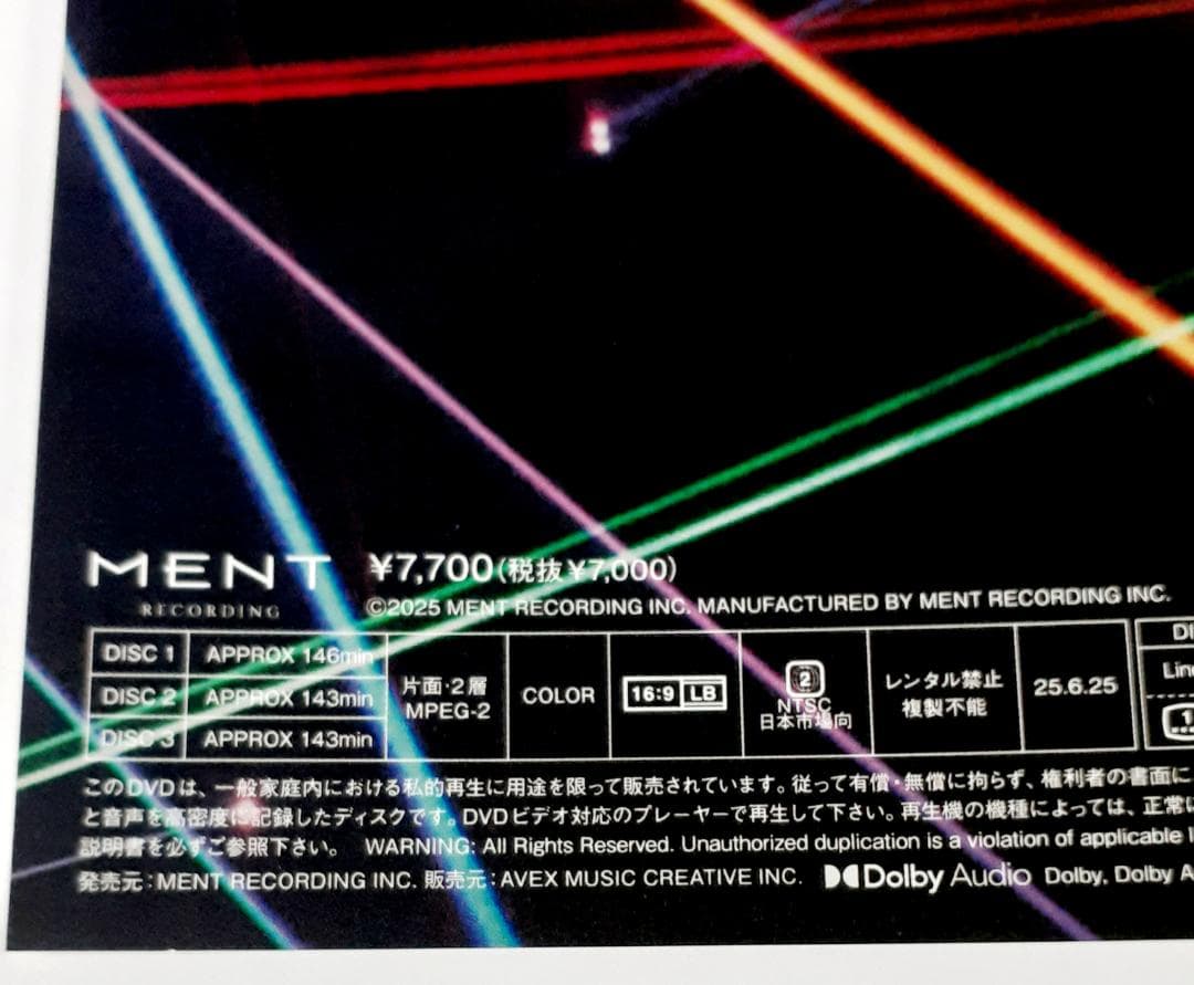 Man Dome Tour 2024 RAYS 初回限定盤 DVD