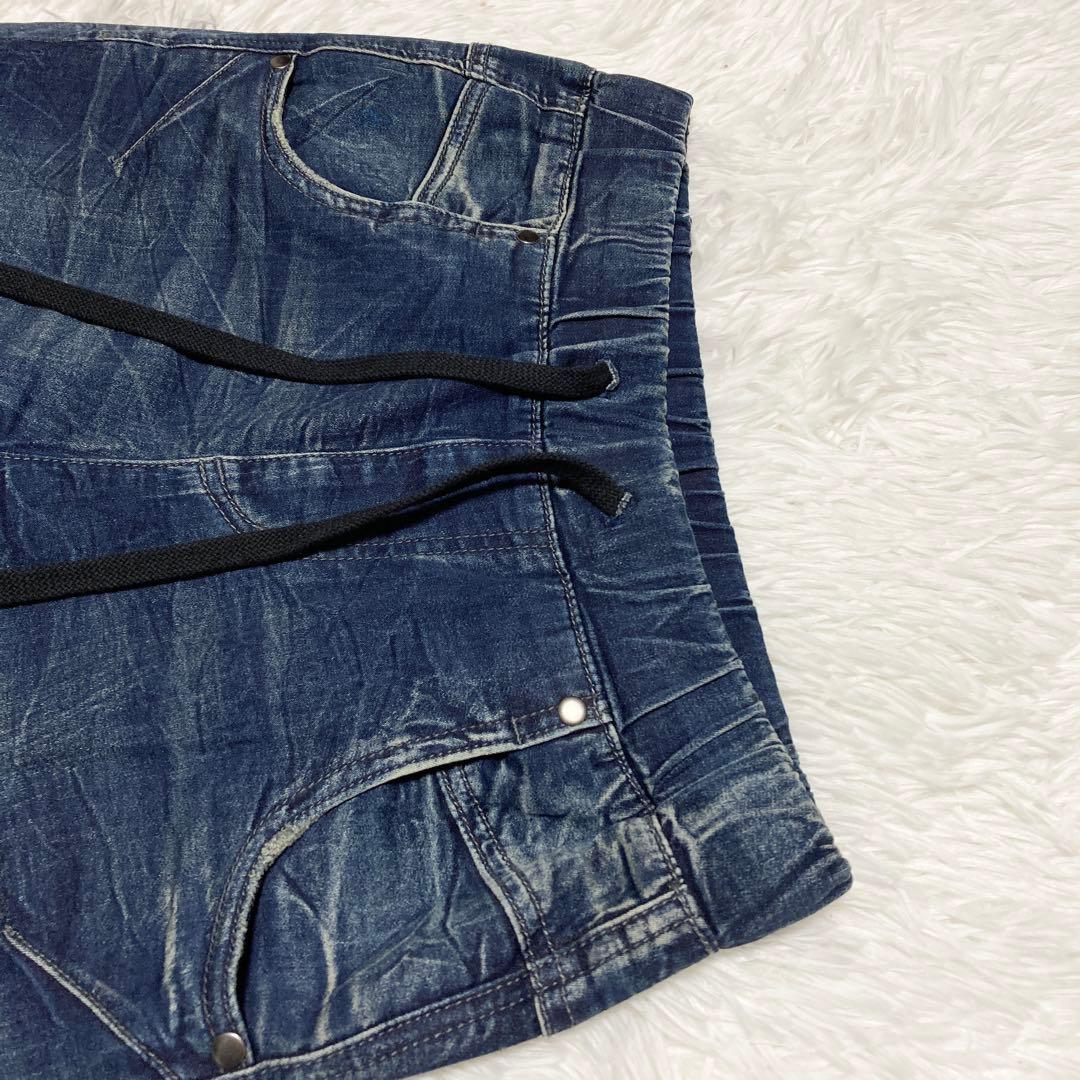 美品 スコットクラブ デニム スウェットパンツ M ストレッチ ダメージ タック