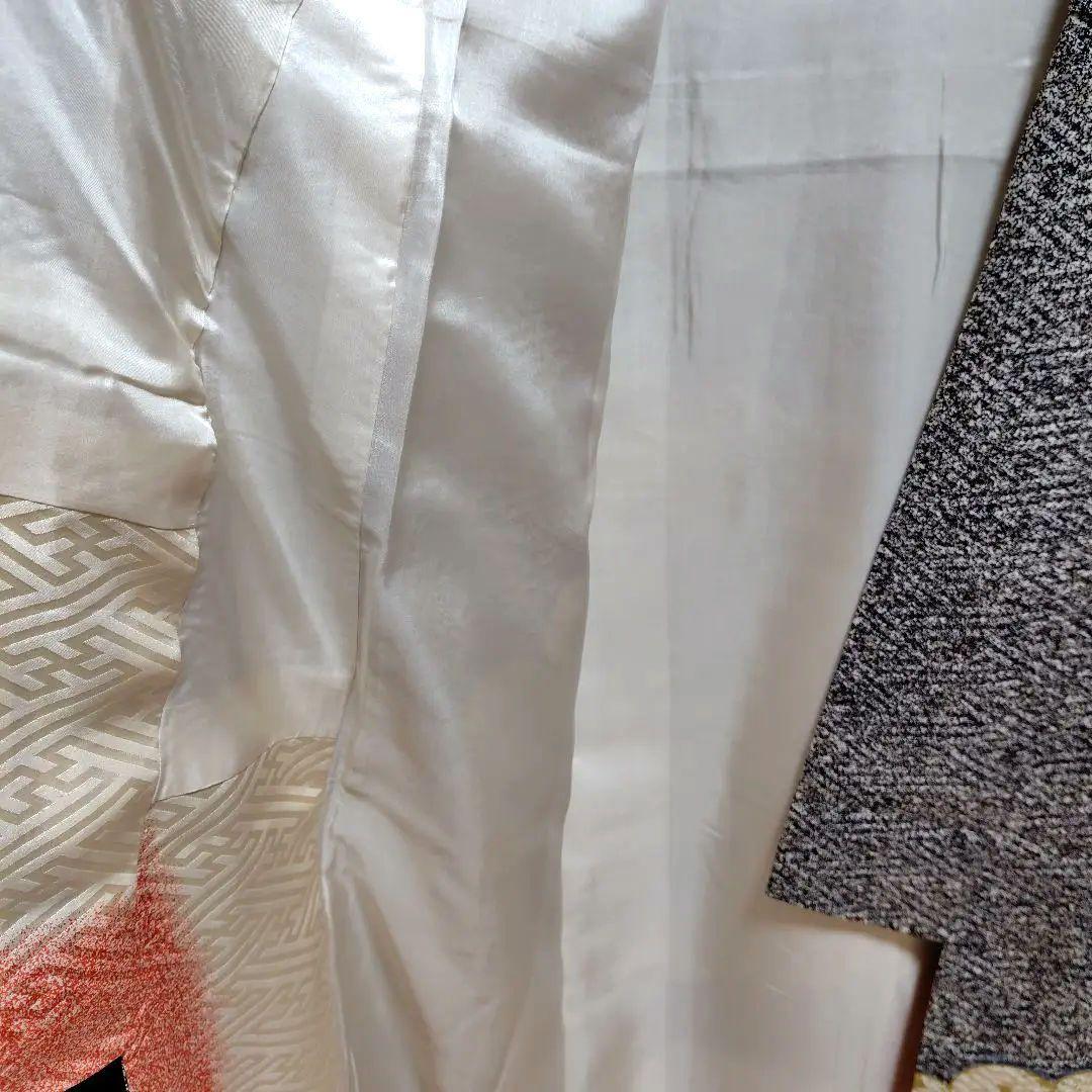 正絹　草花模様　お振袖 　美品