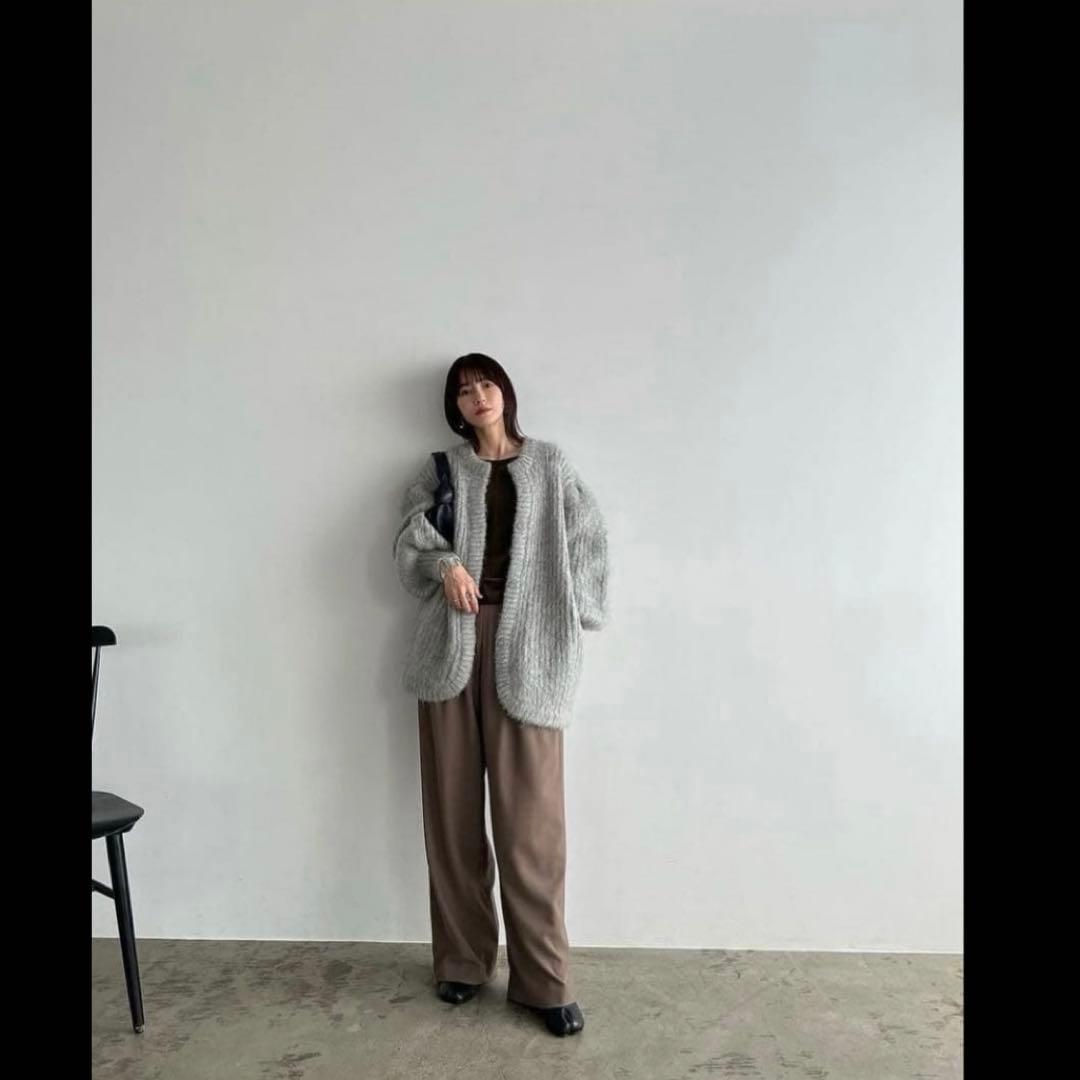 CLANE クラネ　モヘアシャギーカーディガン　グレー　1